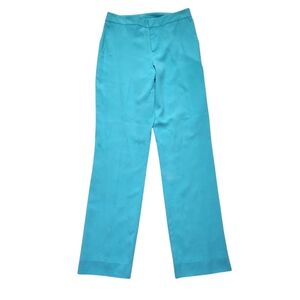 Ralph Lauren Teal Turquoise Summer Pants 100% Silk Straight Leg Size 4